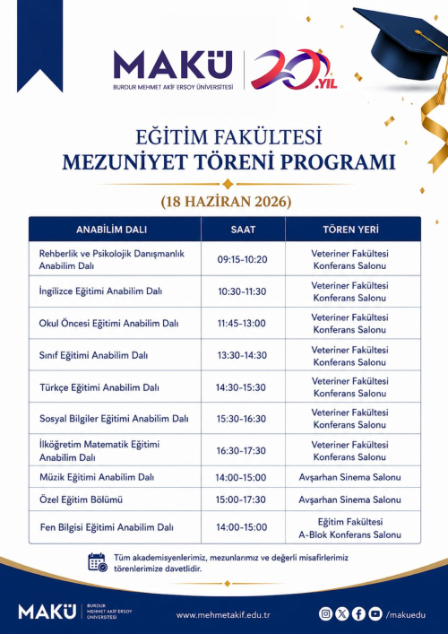 Eğitim Fakültesi Mezuniyet Töreni Programı