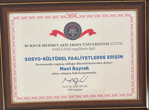 Eğitim Fakültemize Engelsiz Üniversite Ödülleri 2025 Kapsamında İki Prestijli Ödül