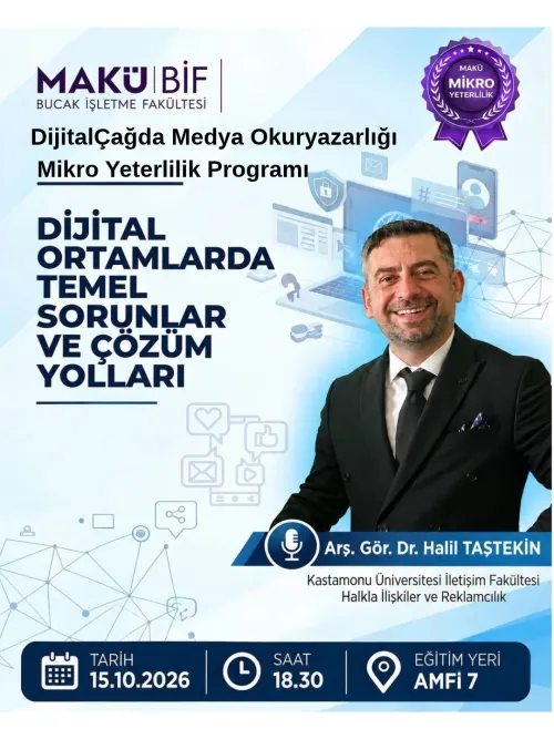 Dijital Çağda Medya Okuryazarlığı Mikro Yeterlilik Eğitimi Kapsamında “Dijital Ortamlarda Temel Sorunlar ve Çözüm Yolları" Eğitimi