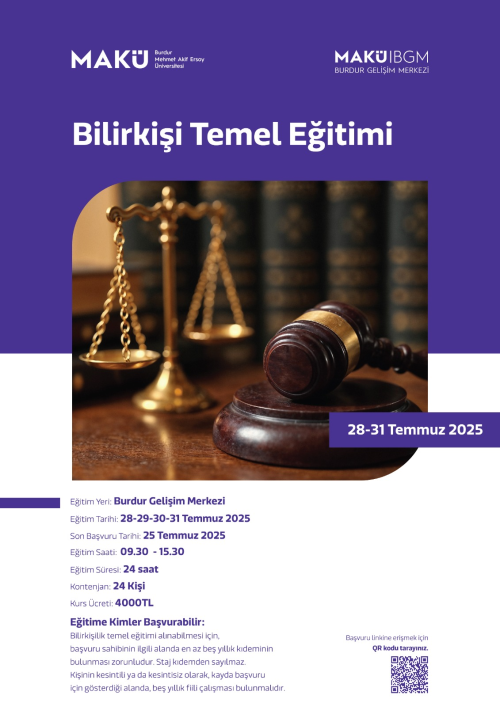 Bilirkişi Temel Eğitimi (28-29-30-31 Temmuz 2025) Akşam Grubu