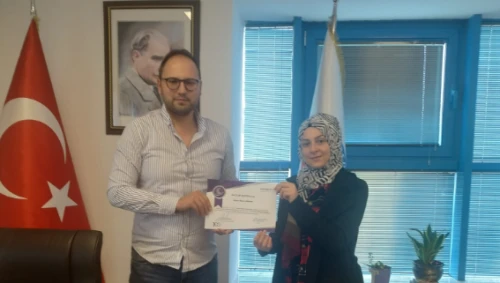 We gave the certificate to our first breeder, Ms. Büşra, who completed the Dairy Cattle Breeding Training Certificate Program from the breeder trainings.