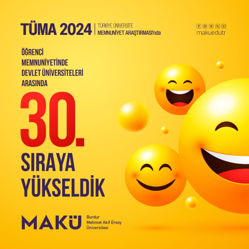 MAKÜ öğrenci memnuniyetinde devlet üniversiteleri arasında 30. sıraya yükseldi.
