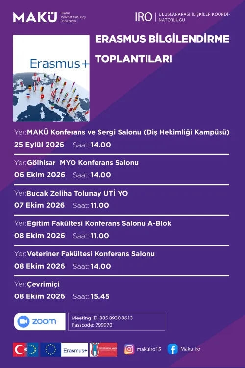 Erasmus Bilgilendirme Toplantıları Duyurusu