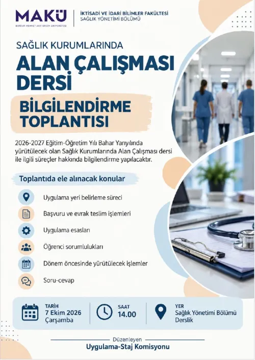 Sağlık Kurumlarında Alan Çalışması Dersi- Bilgilendirme Toplantısı