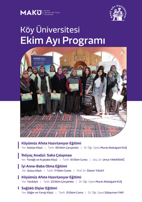 Köy Üniversitesi Ekim Ayı Programı Yayınlandı