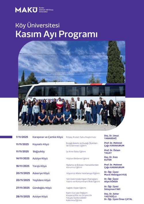 Köy Üniversitesi Kasım Ayı Programı Yayında