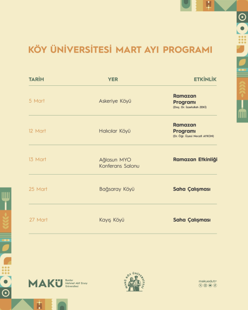 Köy Üniversitesi 2026 Mart Ayı Programı Yayınlandı
