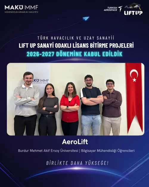 MAKÜ Bilgisayar Mühendisliği Öğrencilerinin AeroLift Ekibi, TUSAŞ LIFT UP Programına Kabul Edildi