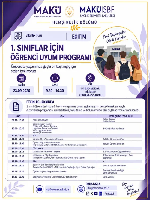 1. Sınıflar İçin Öğrenci Uyum Programı